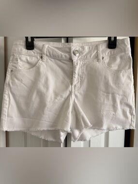 Maurices White Frayed Hem Denim Shorts